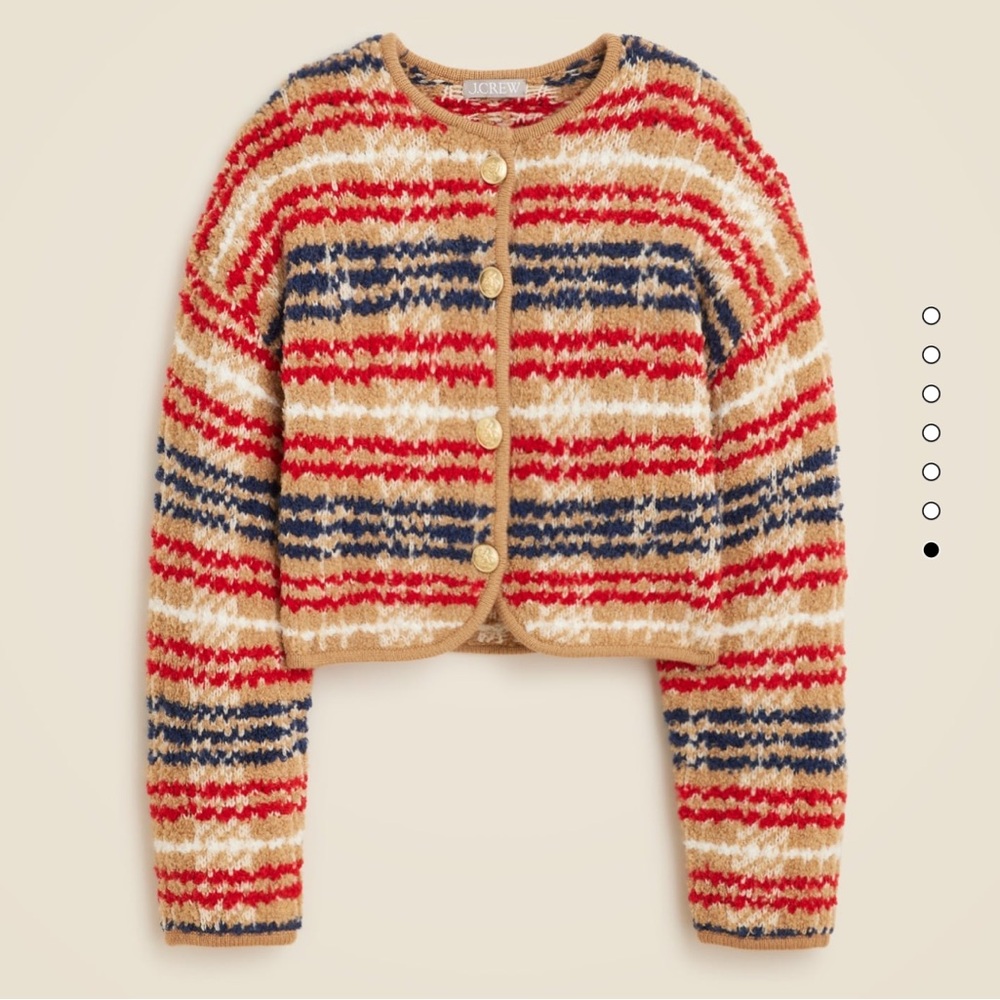 J.Crew Sweater Lady Jacket Plaid Boucle Yarn